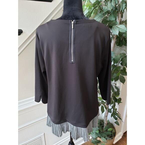 ALFANI Women's Black Solid Polyester Round Neck 3/4 Sleeve Top Blouse Size Large - Picture 6 of 12